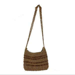 Vintage Wooden Beaded Shoulder Handbag